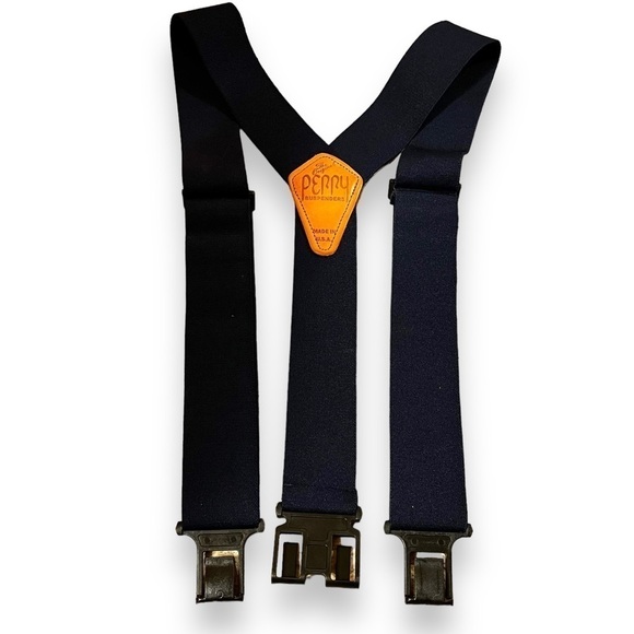The Original Perry Suspenders Hook on Belt Navy Elastic Adjustable USA Made - Picture 6 of 9